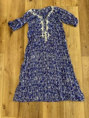 Cost Plus |  World Market Blue and White Patterned Maxi Dress | one size